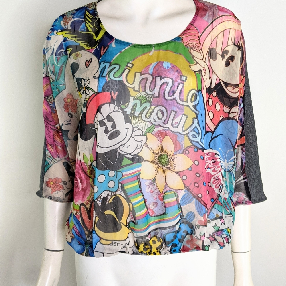 Disney Minnie Graphic Top Oversized Colorful M
